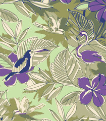 abstract, vector, monochrome, big flowers, all over textiles design, illustration digital image can be used for wrapping paper,allover