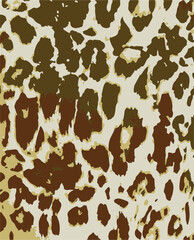 Leopard print. Vector seamless pattern. Animal skin background with black and brown spots on beige backdrop. Abstract exotic safari texture. Jaguar, leo, puma cheetah fur pattern. Repeat design