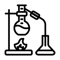 Distillation Apparatus Vector Line Icon Design