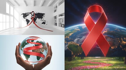 Red ribbon for global health awareness and support