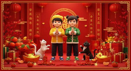 Festive lunar new year illustration