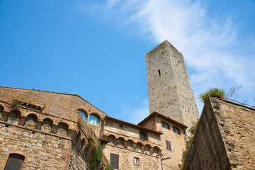 View of the streets of San Gimignano in Tuscany, Italy.
