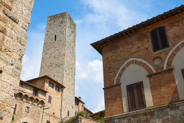 View of the streets of San Gimignano in Tuscany, Italy.