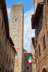 View of the streets of San Gimignano in Tuscany, Italy.