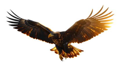 Majestic Golden Eagle Flying On Transparent Background With Open Wings Sharp Talons And Detailed Feathers In Dramatic Lighting For Wildlife Imagery