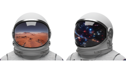 Collection of Dual Space Helmet Reflections Set, isolated on transparent background.