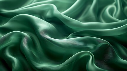 Abstract green fabric waves with soft lighting