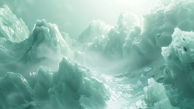 Ethereal ice formations with misty glow - Powered by Adobe