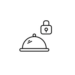 Restaurant delivery, food cloche and lock. Pixel perfect, editable stroke vector icon