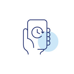 Clock on phone Work hours, project deadline and user screen time. Pixel perfect, editable stroke vector icon