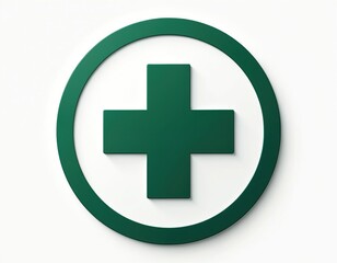 Obraz premium Green cross inside circle emblem. Medical healthcare symbol, first aid icon. Emergency sign for pharmacy or hospital. Health care concept graphic.