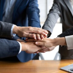 Diverse Professionals Joining Hands - Symbol of Teamwork and Collaboration