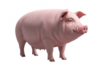Realistic pink pig illustration, farm animal, livestock, mammal, swine, hog, piggy, domesticated, agriculture, isolated on transparent background