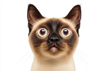 Captivating close-up of a charming Balinese cat with expressive amber eyes against a clean backdrop