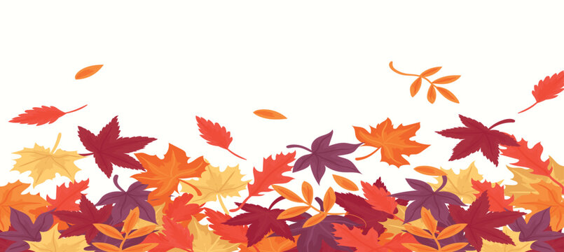 Autumn leaves set. Fall maple, oak, chestnut leaves, berries, acorn, forest foliage. Botanical elements of natural floral design. Flat vector illustration isolated on white background