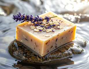 Crafting organic soap bars artisan workshop handmade products tranquil environment close-up view natural ingredients