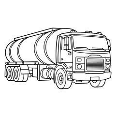 Oil tanker truck illustration vector style colouring page 