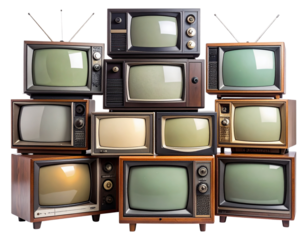 Vintage CRT Television Stack with Retro Living Room Vibes