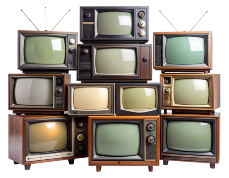 Vintage CRT Television Stack with Retro Living Room Vibes