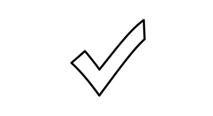 Hand-drawn checkmark outline for approval and completion