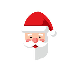 Festive Santa Claus Illustration with Red Hat and White Beard.