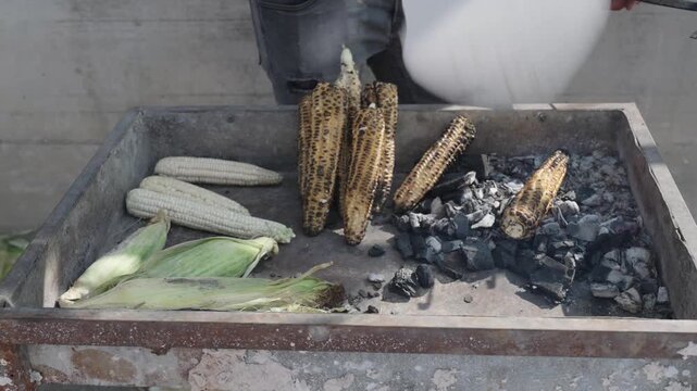 Street corn cooking in Kosovo
