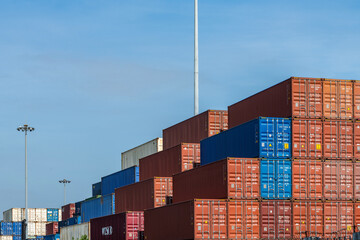 Fototapeta premium Marine containers piled up at the dock