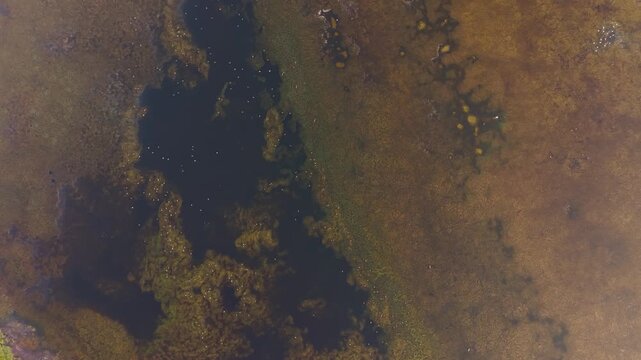 Top View Of Lagoa de Louro At The Mouth Of The R&iacute;a de Muros e Noia In Galicia, Spain. Aerial Shot
