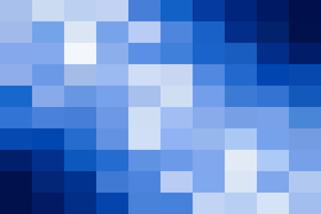 Abstract blue square pixel pattern background texture. digital art mosaic grid with varying shades of blue, gradient effect design.