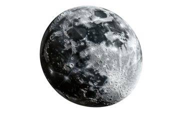Detailed full moon lunar surface craters celestial body astronomy space exploration image isolated on transparent background