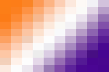 Orange to purple gradient pixel art abstract background with geometric square pattern digital design texture modern contemporary graphic illustration