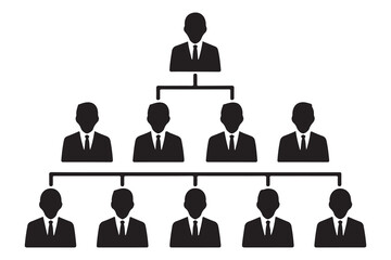 Business organizational chart showing hierarchy and leadership structure silhouette