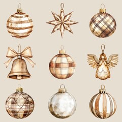 Fototapeta premium Cozy Christmas bauble ornament design element set