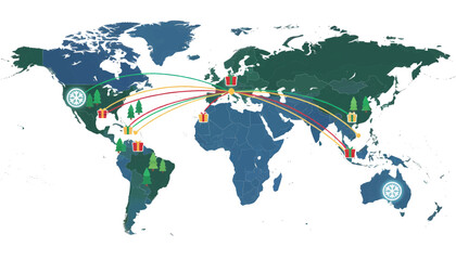 Global Shipping and Logistics Network Illustrated on a World Map with Connected Routes