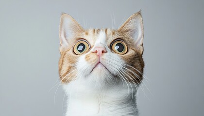 Charming Cornish Rex Cat Exuding Elegance and Curiosity Against a Soft, Neutral Gray Background