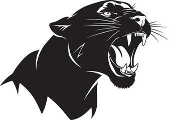 Roaring Panther Head Silhouette Vector Illustration
