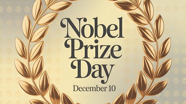 Nobel prize day december 10 laurel wreath and text illustration sweden day,
