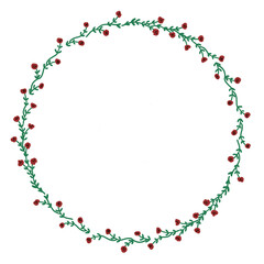 Naklejka premium christmas frame with red flowers ball for greeting card 