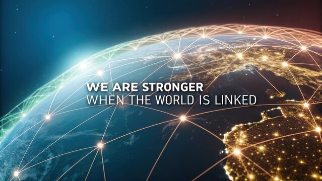 Bright Glowing Globe with Lines and Motivational Quote Background - Powered by Adobe