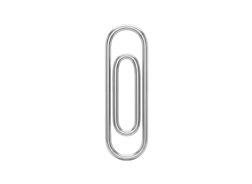 Close Up Of A Silver Metal Paperclip Isolated On A Black Background With Subtle Rainbow Glints Reflecting Light And Showing Its Reflective Surface And Smooth Shape