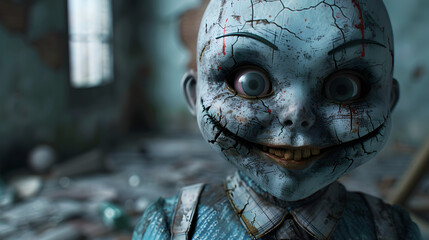 3d game character creepy haunted doll cracked