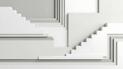 Fototapeta premium Abstract White Staircase Design - A Minimalist Architectural Composition.