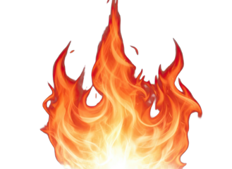 Fiery Abstract Energy Swirl Dynamic Motion Effect Glowing Orange Red Flames Isolated on Transparent Background With Bright Light Source at Bottom