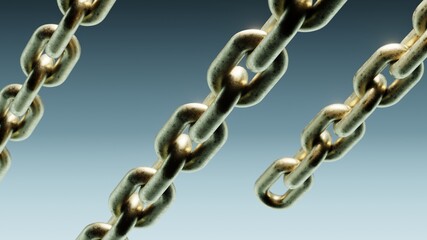 Obraz premium Close-up of Metallic Chains. Modern abstract 3D background with depth and soft lighting. Ideal for technology projects, web design, presentations, social media and print.