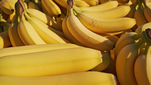 Ripe Yellow Bananas Bunch, Tropical Fruit Healthy Food, Natural Fresh Produce Close Up