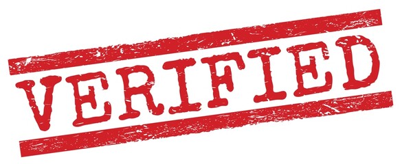 VERIFIED text on red lines stamp sign.