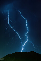 Massive Lightning Bolt Illuminating Night Sky