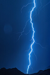 Massive Lightning Bolt Illuminating Night Sky