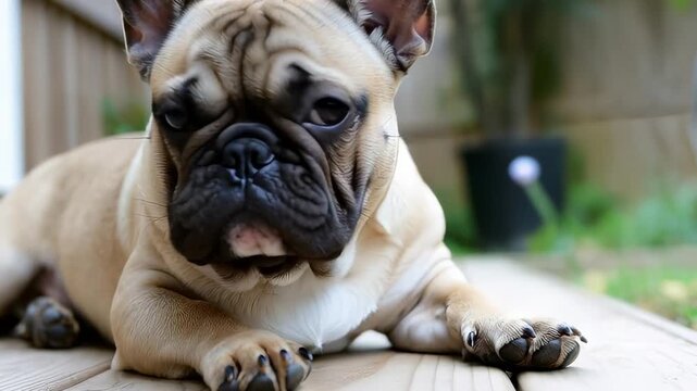 眠たそうなフレンチブルドッグ　Sleepy French bulldog