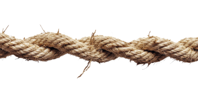 Natural fiber rope twisted tightly, showcasing texture and strength in a clean and clear background.